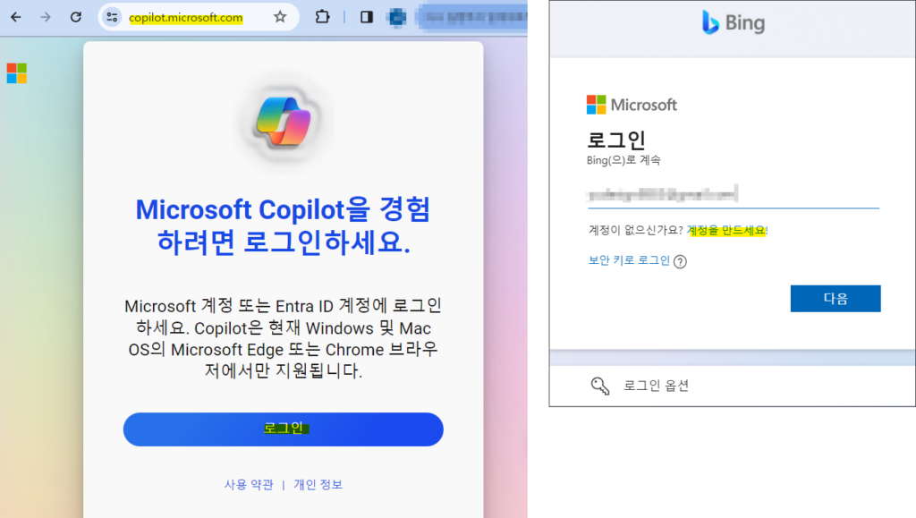 Copilot 로그인